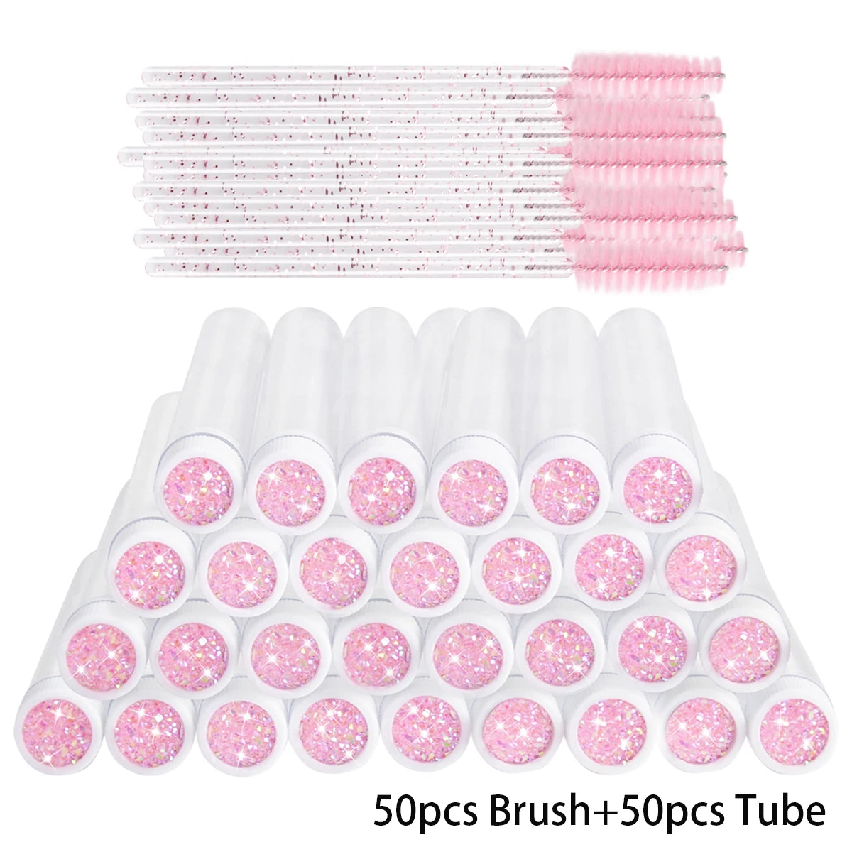 25/50Pcs Eyelash Brush Tubes Crystal Lash Mascara Wands Eyebrow Comb Spoolies Container Lashes Brushes Applicators Makeup Tools