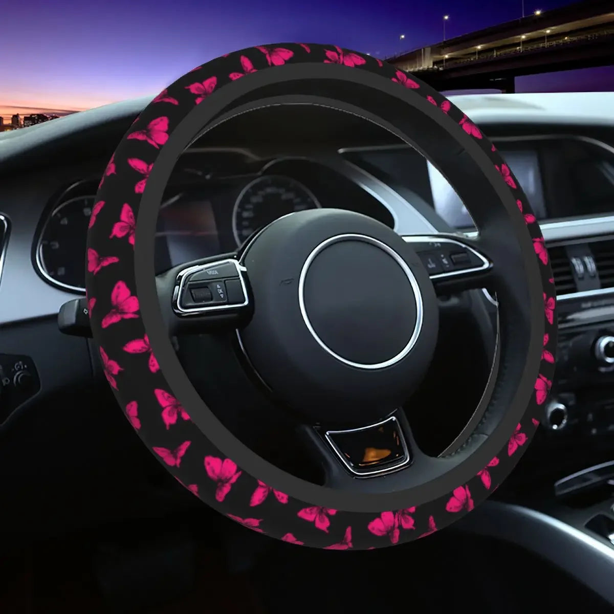 38CM Steering Wheel Cover Car Steering Wheel Cover For Women Flowers Footprint Anti-Slip Funda Volante Car Interior Accessories