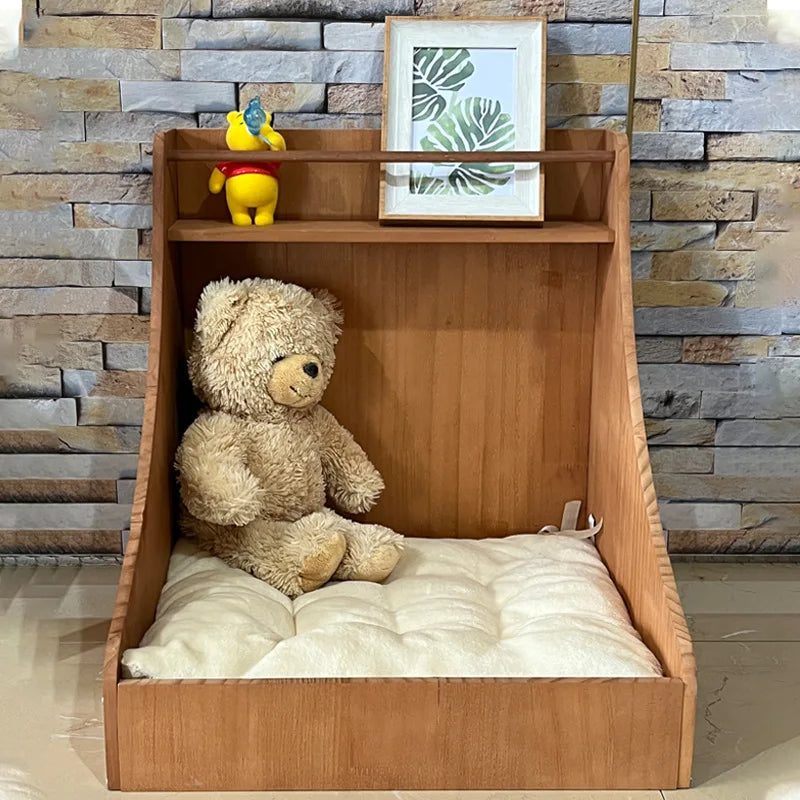 Solid Wood Dog House Cat Bed Small Dog Resting Sleeping Place Comfortable Soft Dog Bed Habitats Cat Product House Accessories
