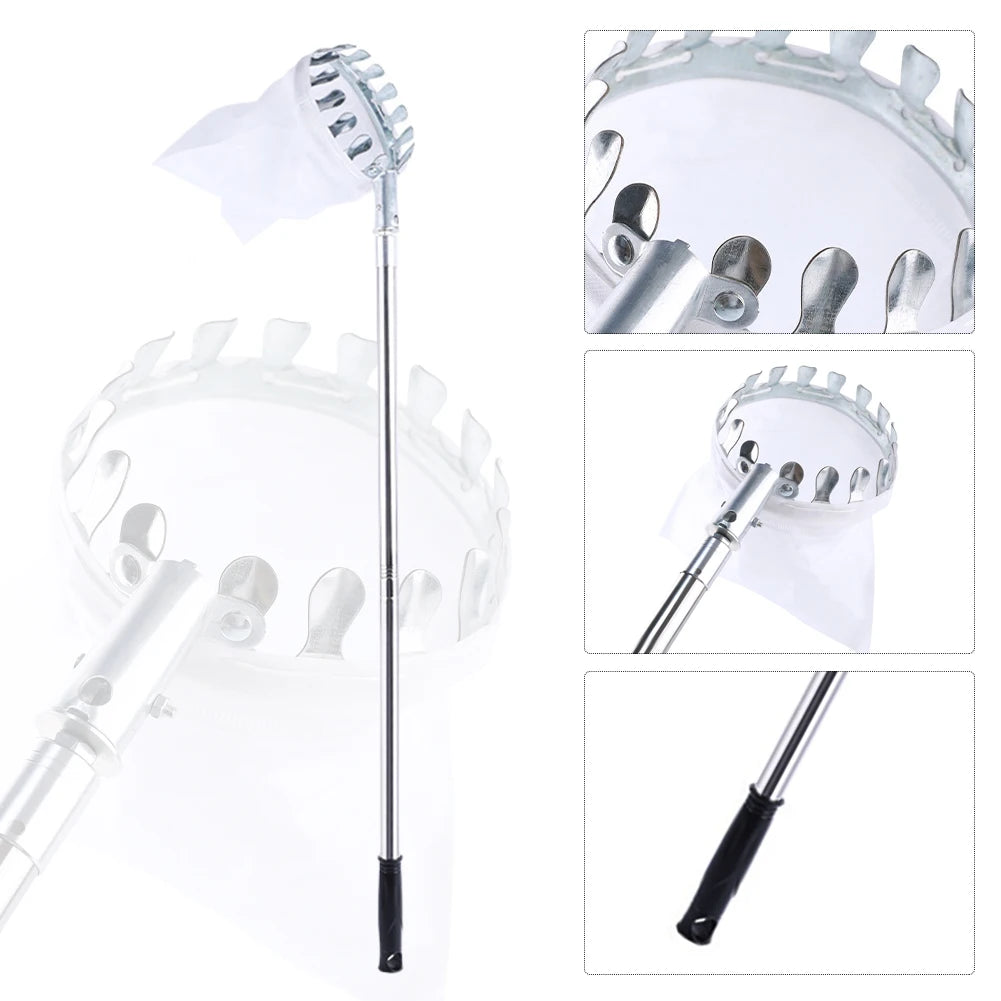 Fruit Picker Pole Tool with Basket Telescoping Long Handle 1.6 to 4M Fruit Catcher For Apple Orange Avocado Acorn Lemon Pear