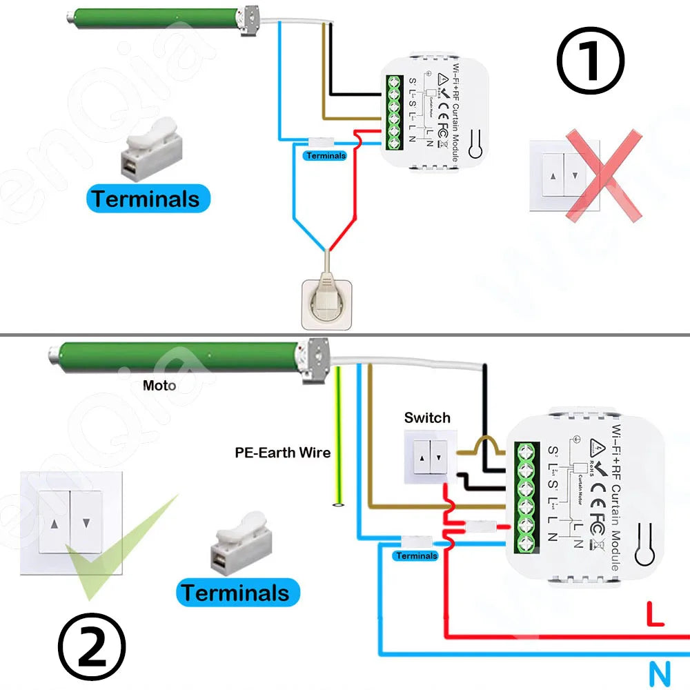 Tuya WiFi RF Smart Curtain Switch Smart Life Wireless Roller Shutter Remote Controller 110V 220V Timing Module,for Google/Alexa