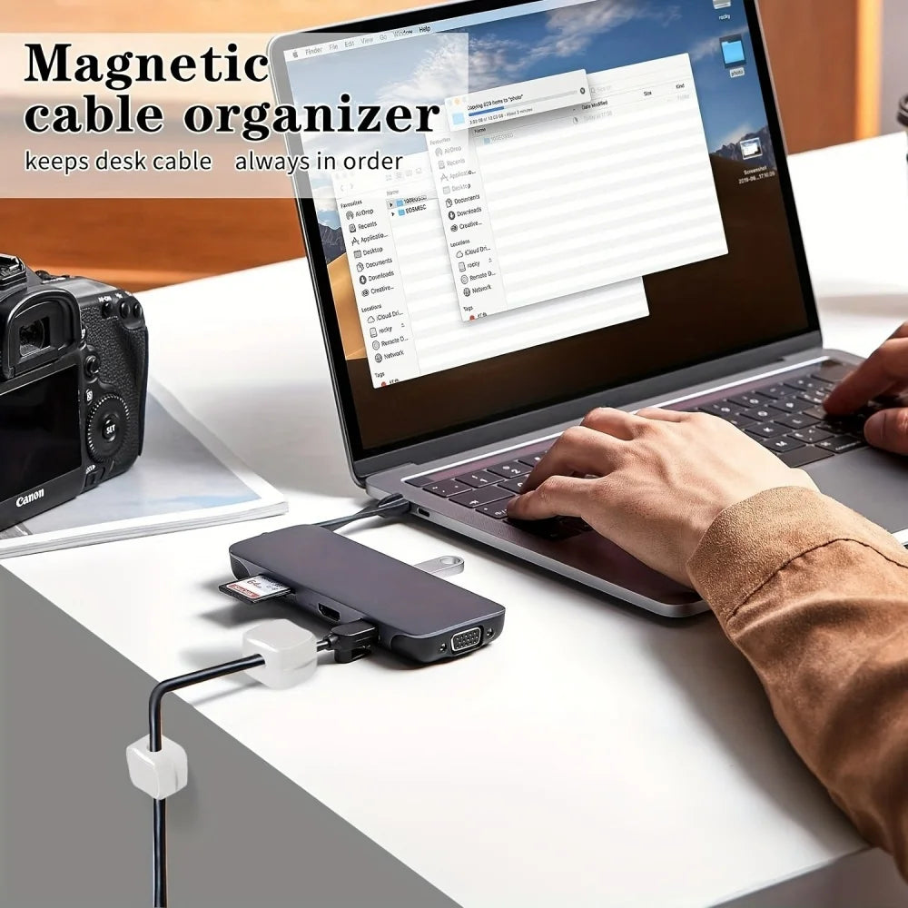Magnetic Cable Organizer Cable Clips 1/3/6 PCS Management Wire Keeper Wall Data Cable Winder Adjustable Cord Holder Under Desk