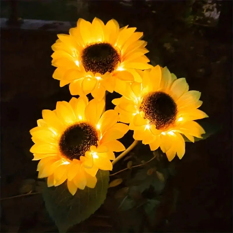 Outdoor Solar Simulation Sunflower Light 1/3 Heads Waterproof Lawn Lights Landscape Lamp For Home Decor Garden Yard Flower Light