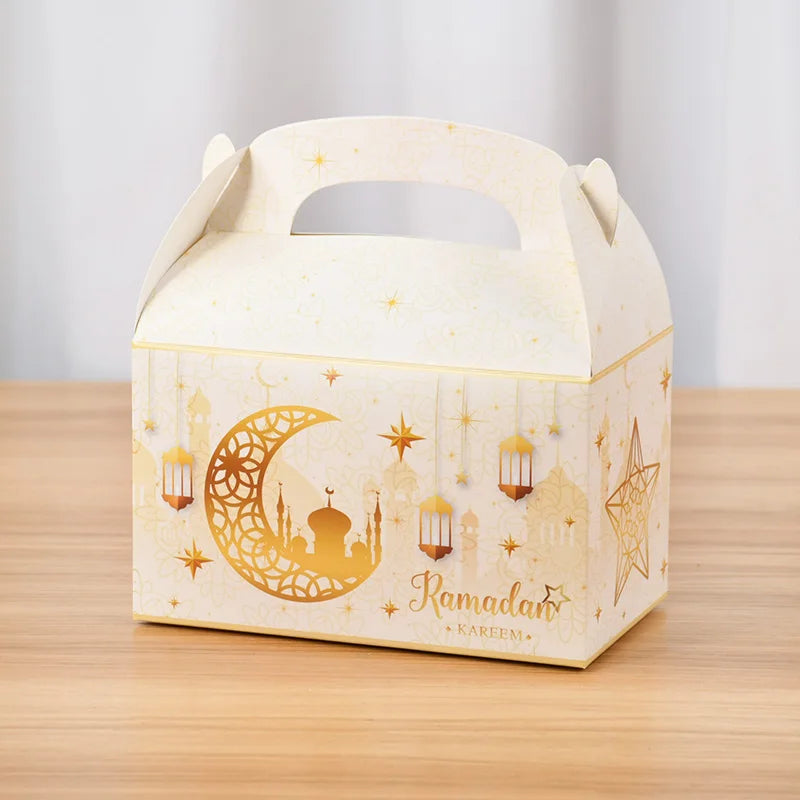 4/20Pcs Ramadan Gift Box 2025 Islamic Muslim Party Biscuit Candy Snack Packaging Boxes Bags EID Mubarak Home Decoration Supplies