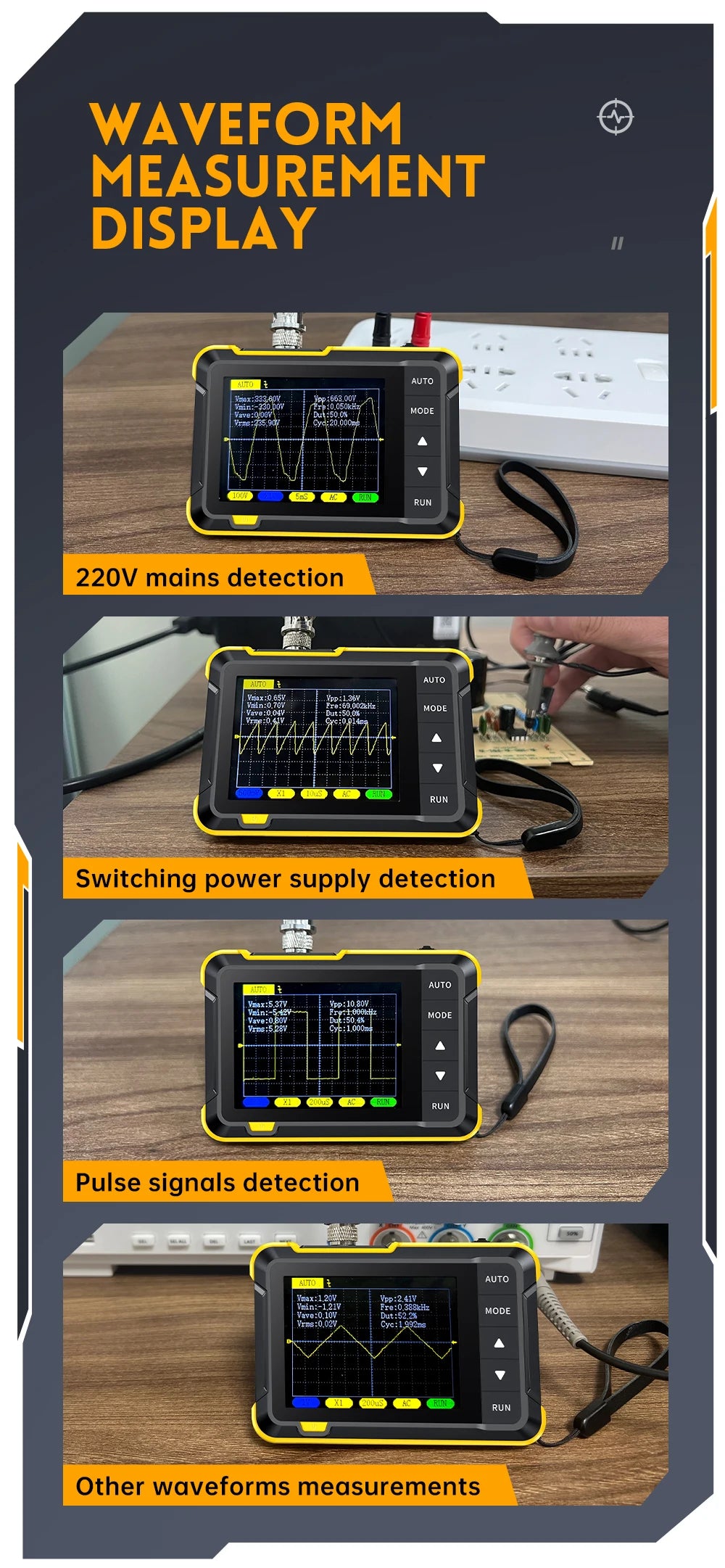 FNIRSI DSO152 DSO153 New Mini Handheld Digital Oscilloscope Portable 2.5MSa/s 200KHz Analog Bandwidth 800 VPP with PWM Output