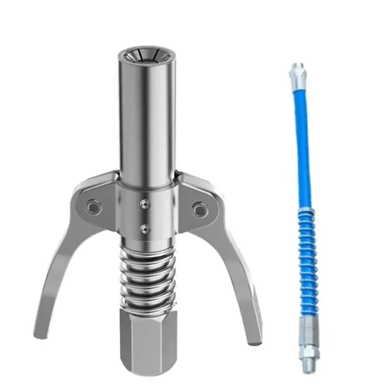 10000 PSI Grease Tool Coupler Heavy-Duty Quick Lock and Release Double Handle Stainless Steel NPTI/8 Leak-Free Grease Tool Tip