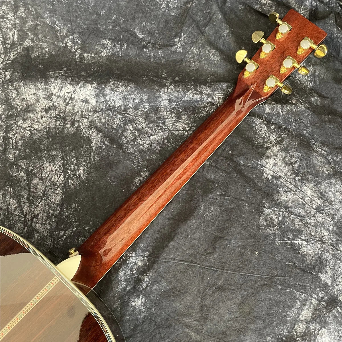 Sunburst Solid Spruce Acoustic Guitar 40 Inches OM Type 45 Model Rosewood Body Abalone Inlays Ebony Fingerboard