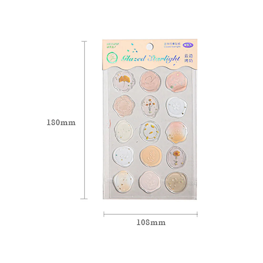 Mr.Paper 4 Style Fire Paint Seal Drip Glue Stickers Good-Looking Envelopes Sealing Paste Handbook Decoration Sticker Stationery