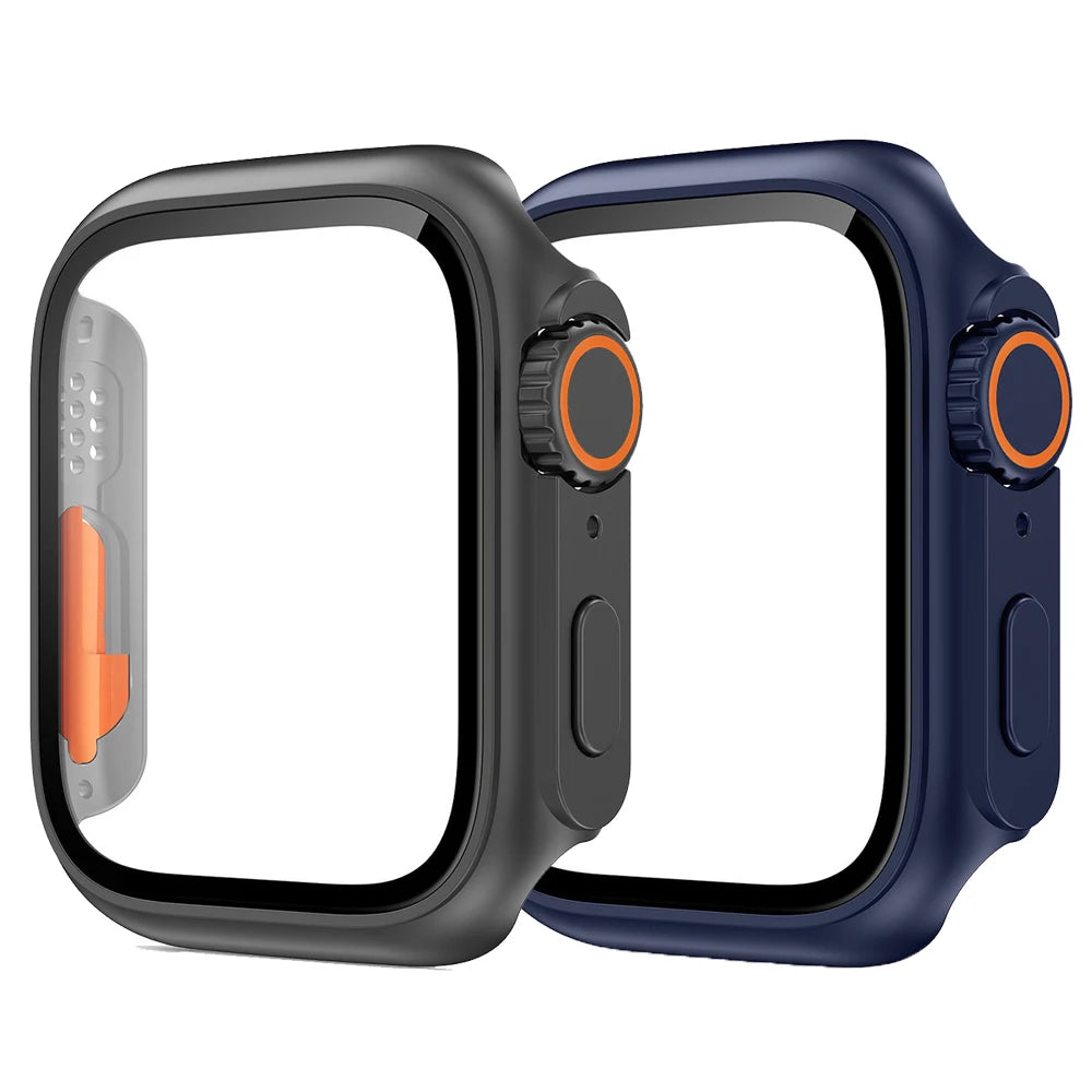 2PCS Case Glass+Case For Apple Watch 42 46 44 45 41 40mm Screen Protector Cover Change Ultra Bumper IWatch Series10 9 8 7 SE 6 5