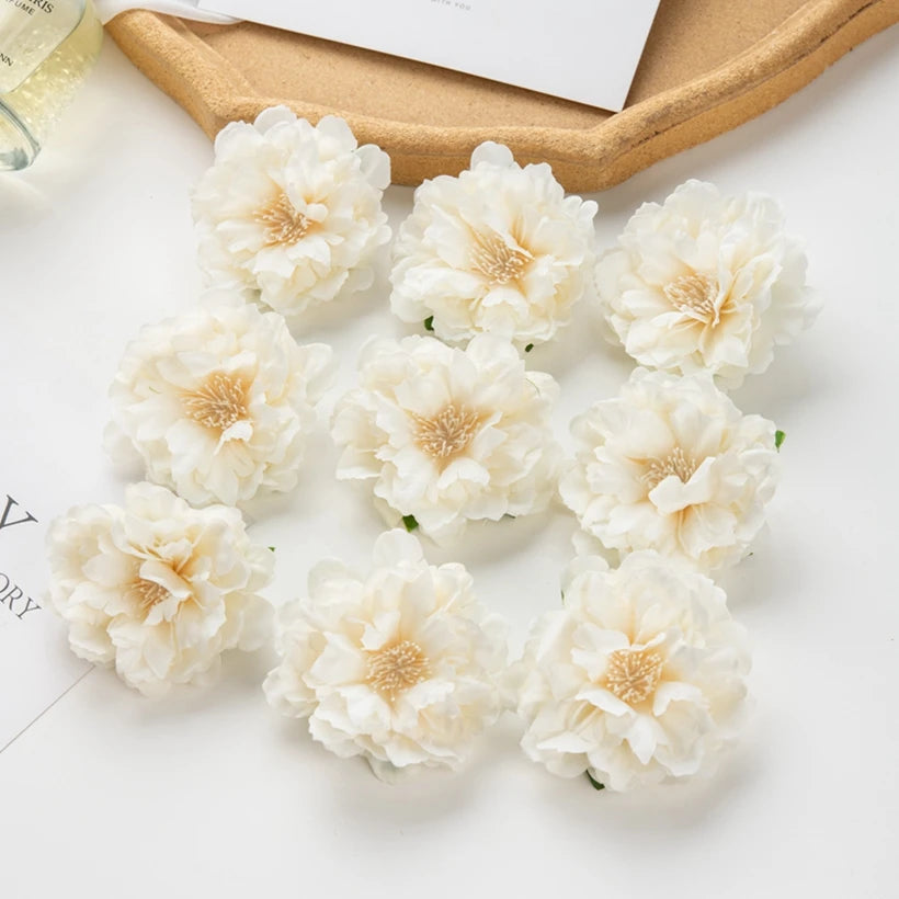 5/10pcs Artificial Flower Silk Peony Scrapbook Diy Home Vase Christmas Wreath Wedding Wall Decoration Garden Arch Accessories