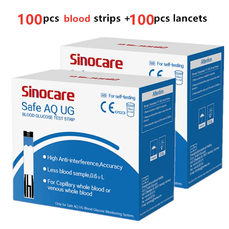 Sinocare Blood Glucose Meter Uric Acid Test Kit & Glucose Strips  Safe AQ UG  Uric Strips for Diabetes Gout Pregnant Glucometer