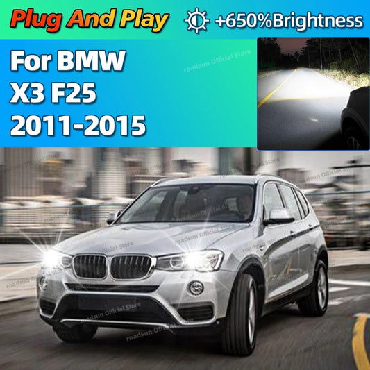 2Pcs 6000K LED Headlight HID D1S Replacement Canbus Upgrade Car Light For BMW X3 F25 2011 2012 2013 2014 2015 Plug and Play