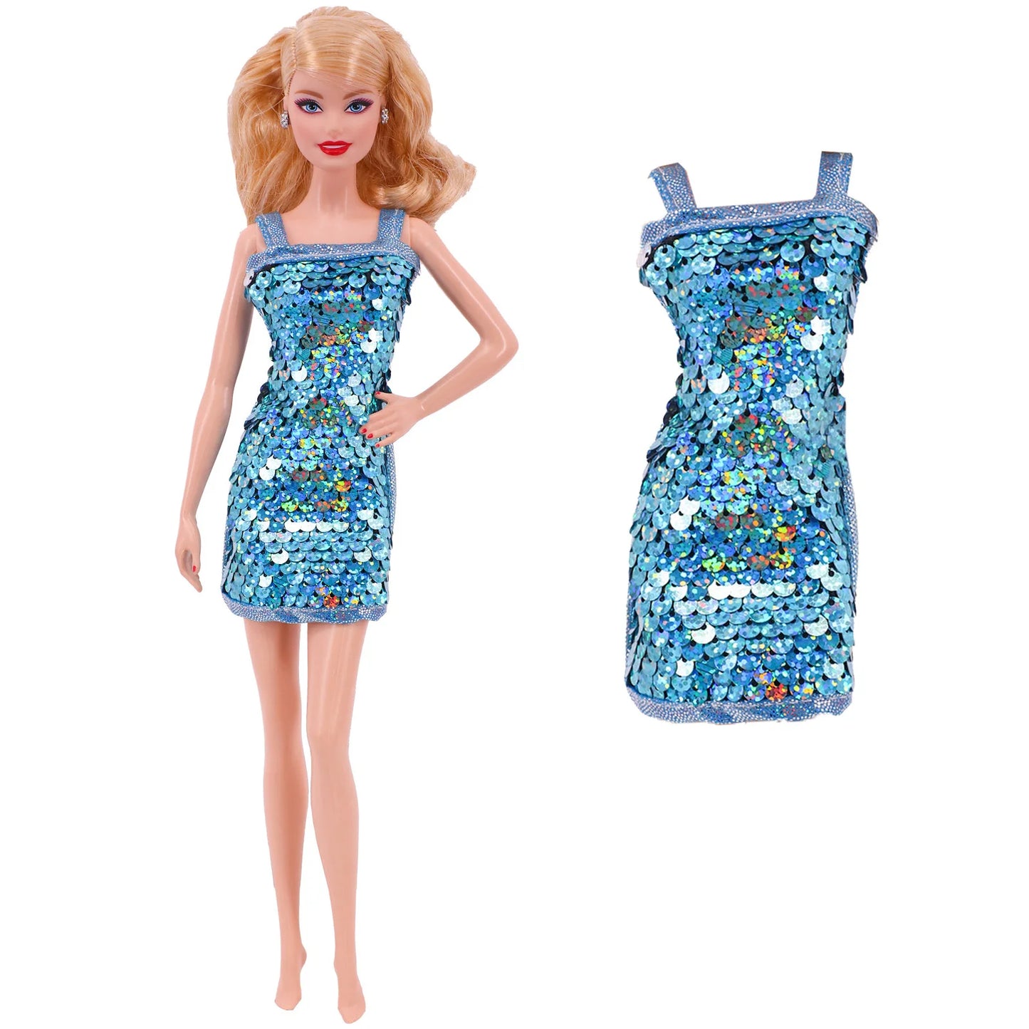 Flash Skirt Doll Dress For Barbie Clothes Accesories BJD Blyth 1/6 Dollhouse Miniature Items Toys For Girls