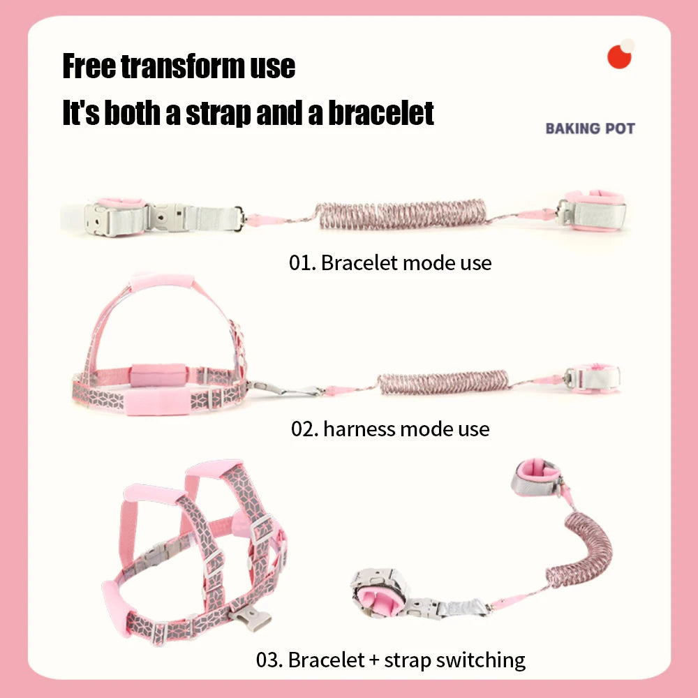 Toddler Leash Anti-Lost Wristband Reflective Harness Child Lock for Outdoor Anti Lost Wrist Link Strap Rope Kids Safety Products