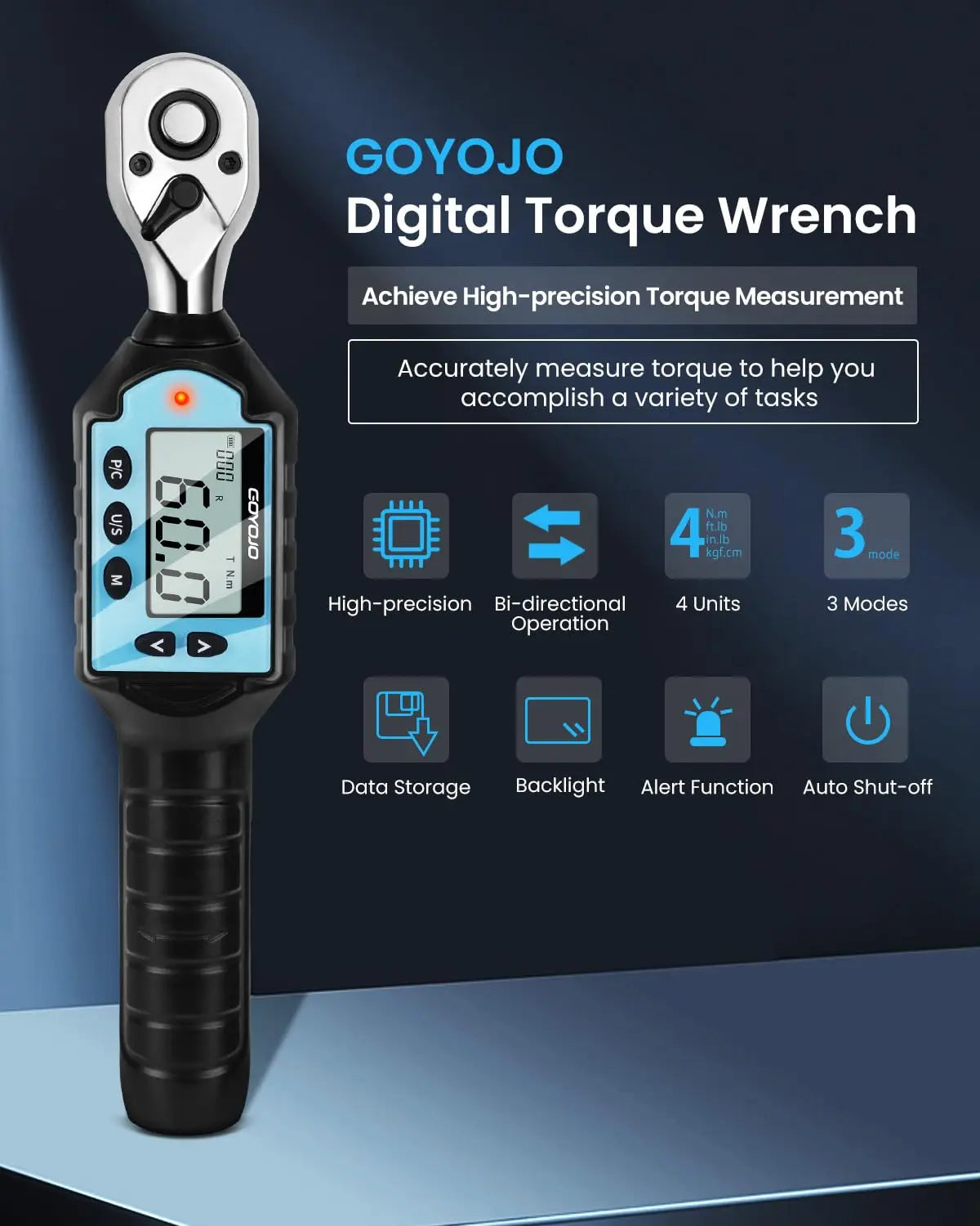 New Digital Preset Torque Wrench 1/2" 3/8" 1/4"  Bidirectional Ratchet Head Professional Adjustable Bicycle Repair Hand Tools
