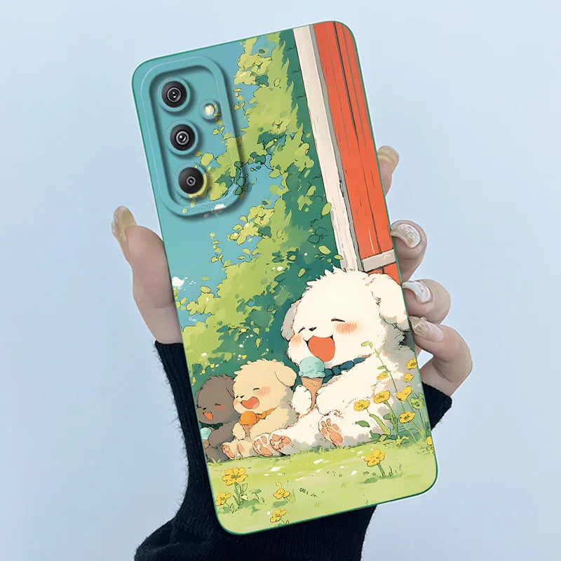For Samsung Galaxy M34 M35 5G F34 5G Simplicity Flowers Liquid Shockproof Silicone Soft Phone Cover For SamsungM34 5G Case