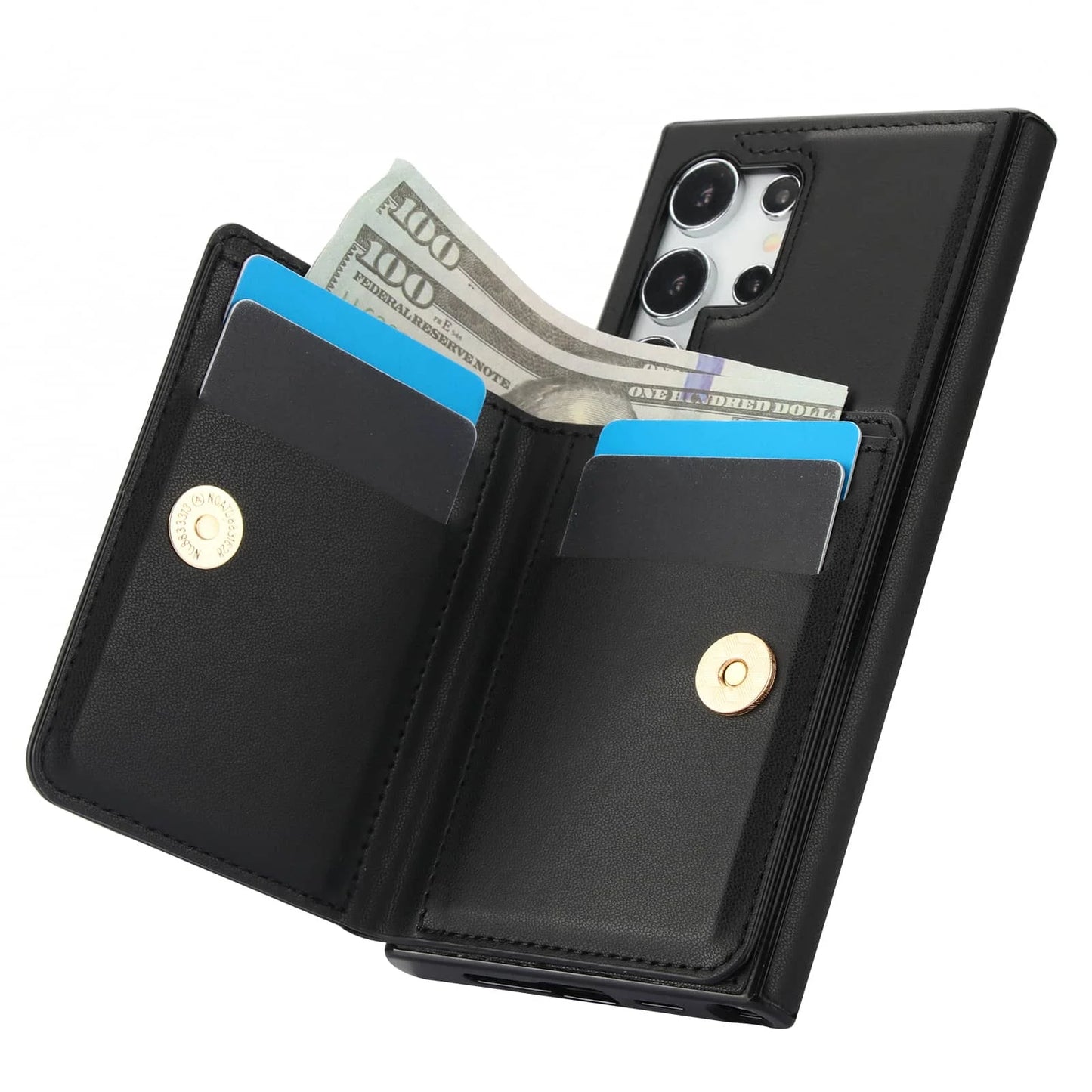 Wallet Case with Card Holder, 360° Rotation Ring Kickstand Magnetic Clasp for Samsung Galaxy S25 S24/S23/S22/S21 Ultra/Note 20