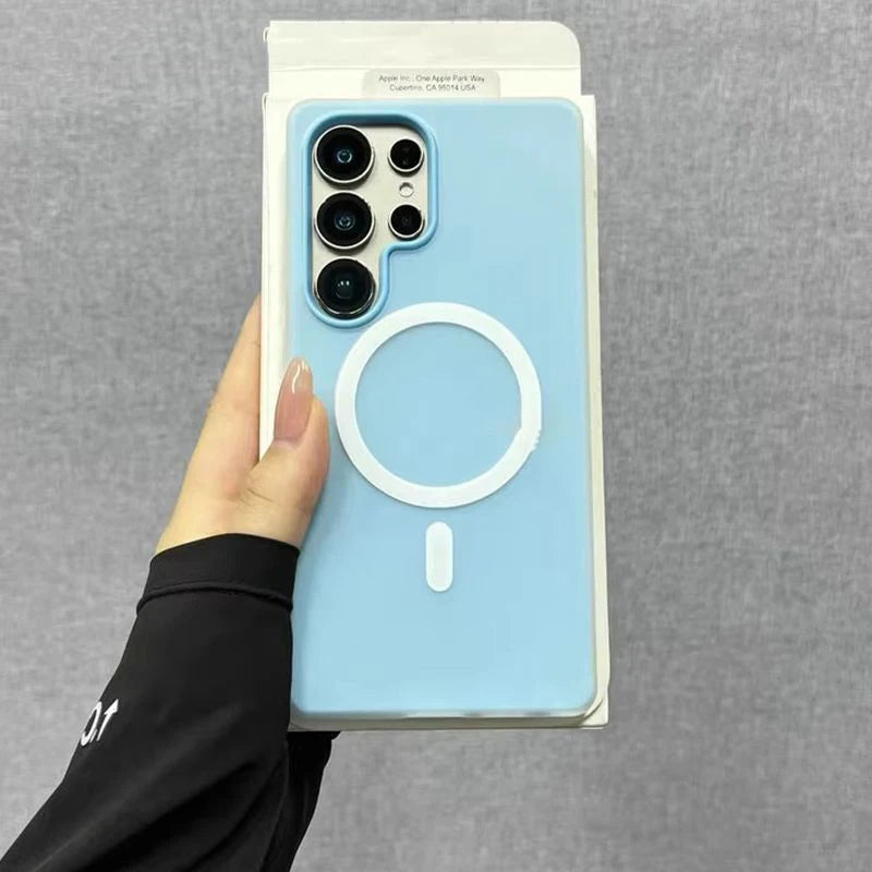 Luxury Candy Color 2 IN 1 for Magsafe Case for Samsung Galaxy S25 S24 FE S23 Plus S22 Ultra Magnetic Wireless Charge Matte Cover