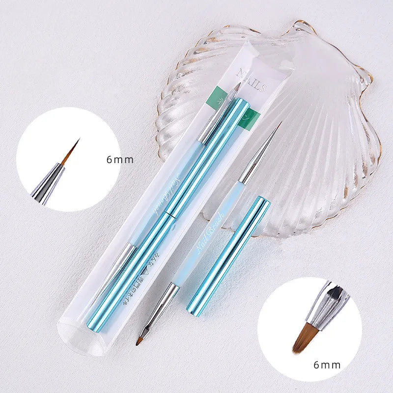 Double Head Crystal Handle Nail Brush Liner Brush Painting Pen Gel Brush Crystal Nail Art Manicure