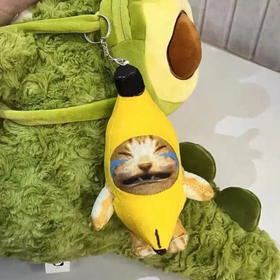 18cm 10cm Banana Cat Doll Pendant Keychain Crying Happy Banana Cat