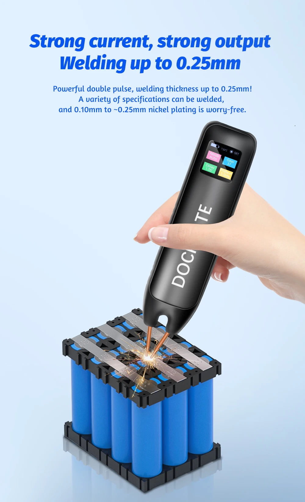 Docreate Color screen portable handheld small spot welder 18650 mobile phone lithium battery nickel plate collision welding