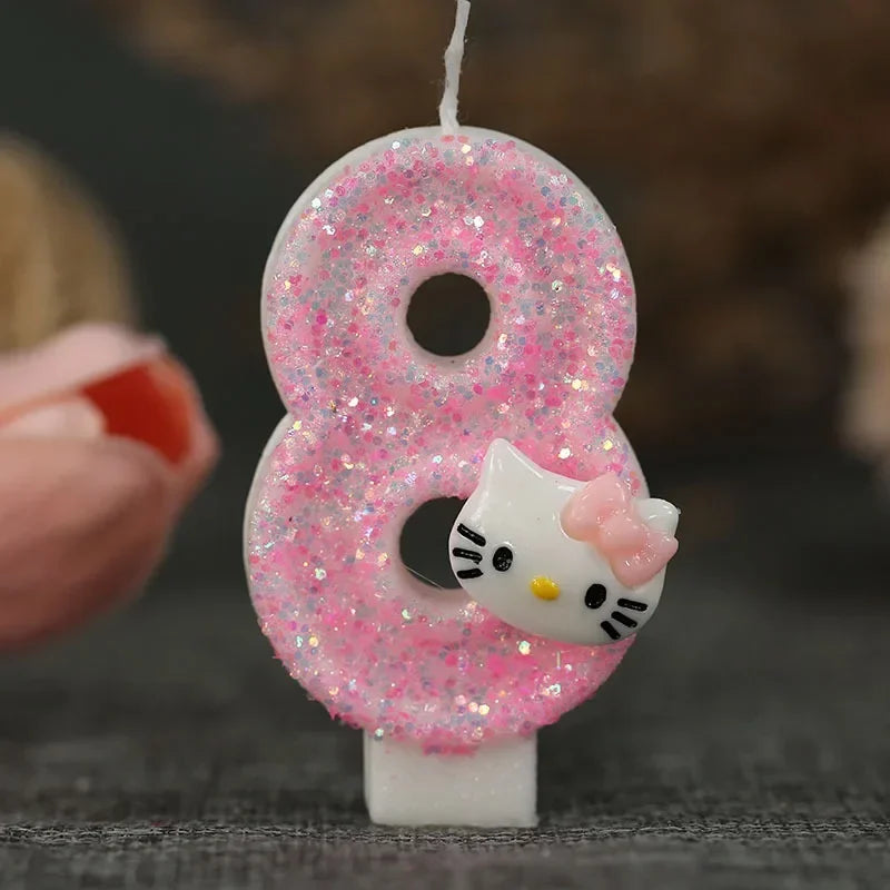 Kawaii Hello Kitty Number Birthday Candle Sanrio Kitty Cat Digital Candles Birthday Cake Decoration Anniversary Party Candles