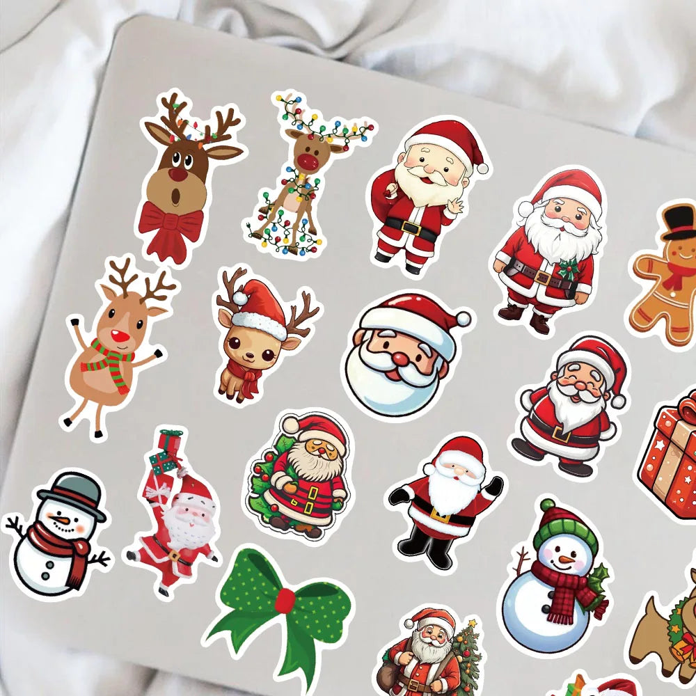 50PCS Kawaii Cartoon Christmas Art Aesthetic Stickers Pack for Kids Toy Diary Laptop Scrapbook Decoration Graffiti Sticker