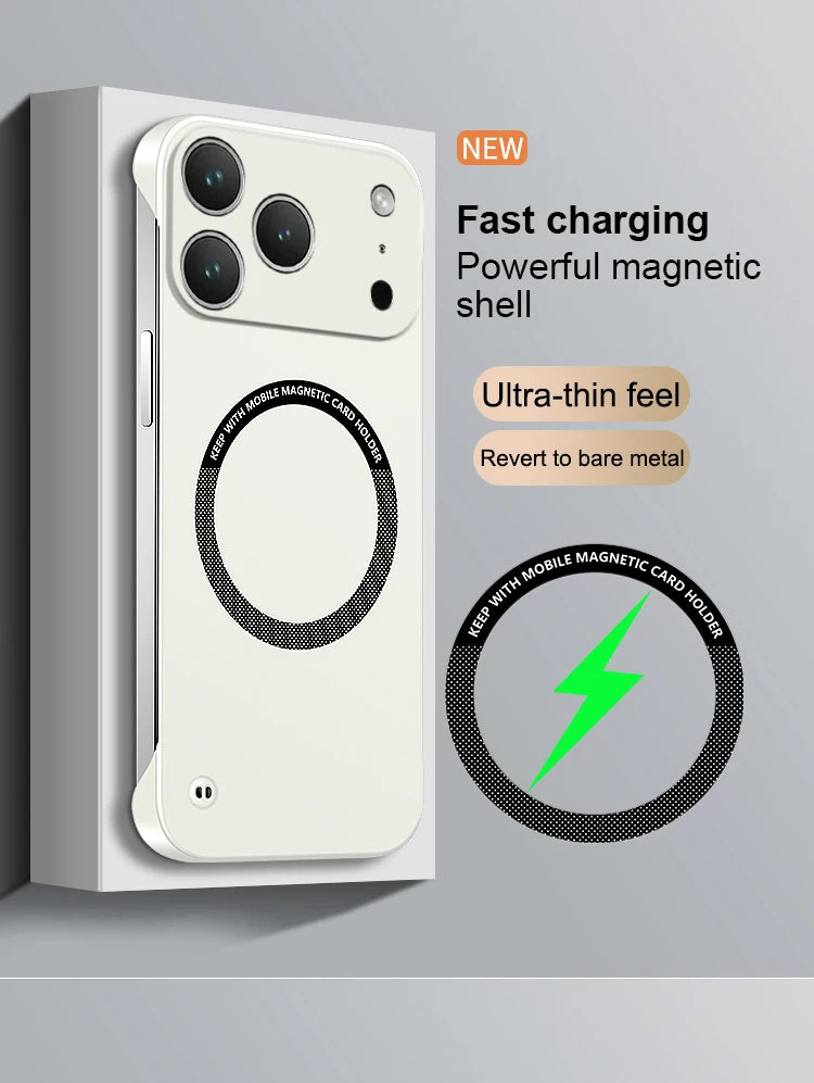 Ultra Thin Case For IPhone 17 Air 17 Pro Max Magsafe Frameless Magnetic Wireless Charging Hard PC Phone Cover