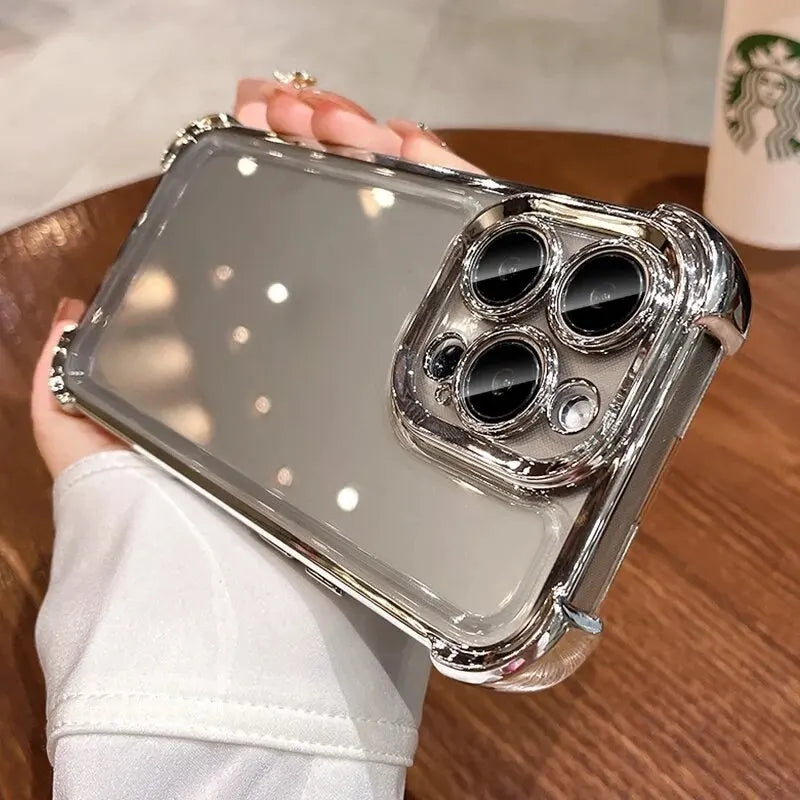 Cute Love Heart Electroplated Airbag Case For Realme 15 14 Pro Plus 15T 5G C53 C51 C85 C55 C15 C20 C35 C33 12 13 9 Pro Plus GT 7