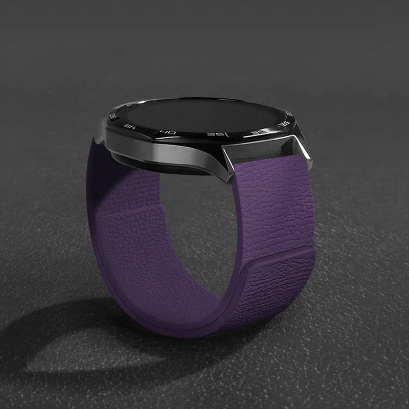 Magnetic Loop Strap For Samsung Galaxy Watch 7/6/5/4 Classic Silicone Lychee pattern 18mm 20mm 22mm Bracelet HUAWEI GT3-4-5 Band
