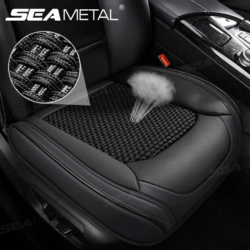 SEAMETAL Breathable Car Front Seat Cover Ice Silk Cooling Seat Cushion Full-Wrapped Anti-Scratch Car Seat Protector Universal