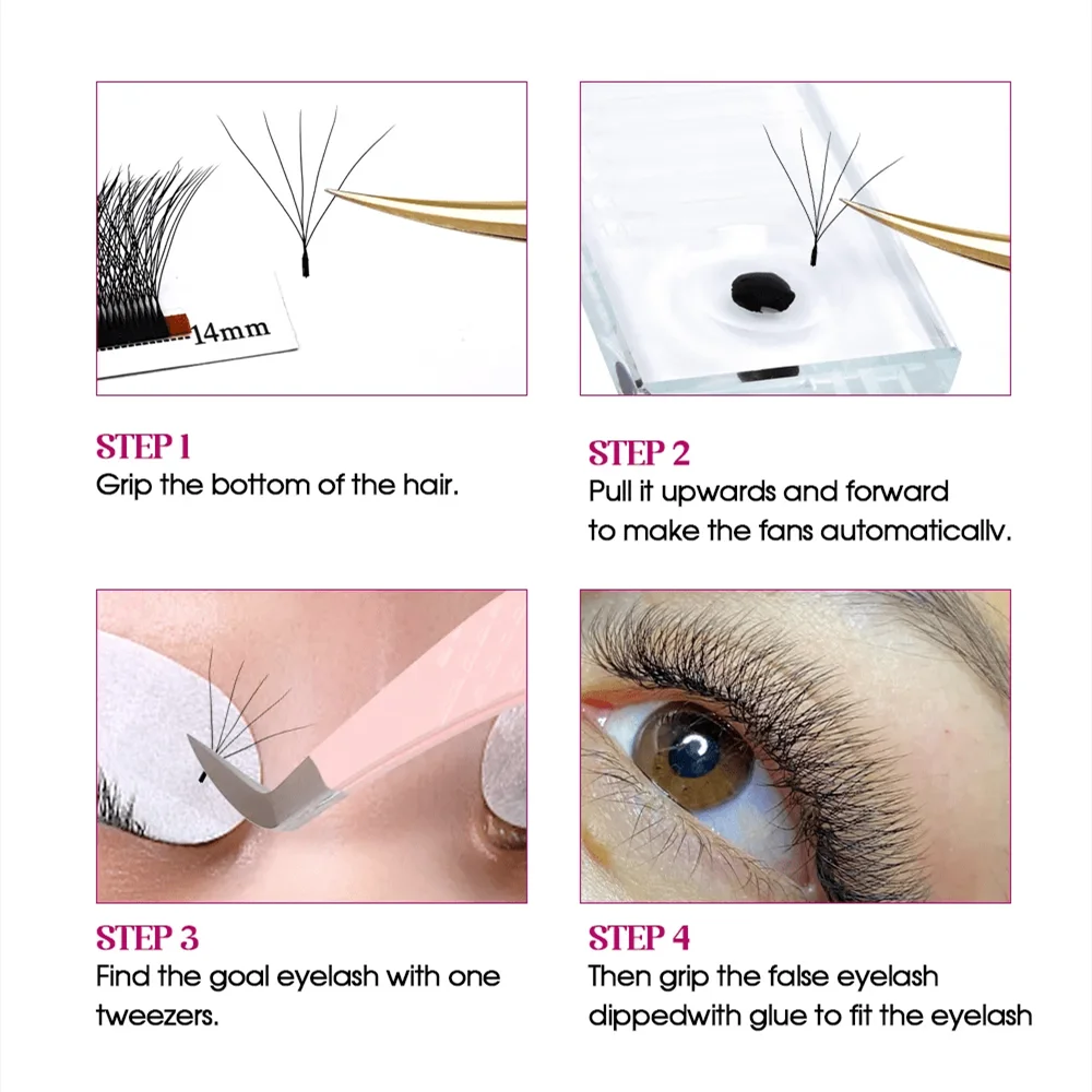 FADVAN 5D-W Shaped 0.07 D Curl Eyelash Extensions Natural Faux Mink Lash Soft Light Professional Premade Volume Fan Eyelashes