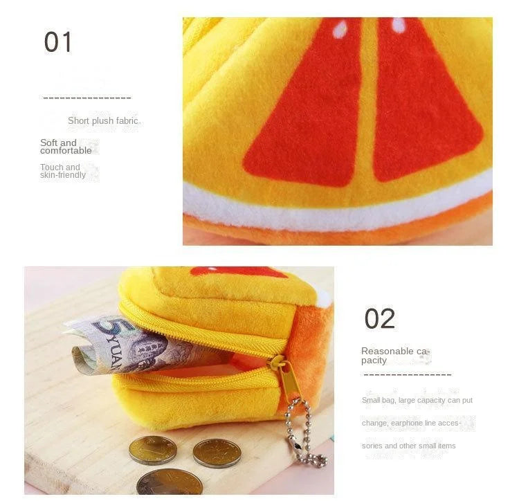 Cartoon Fruit Creative Plush Three-dimensional Coin Wallet Storage Bag School Bag Hanging Children's Holiday Gifts