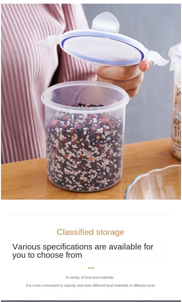 5Pcs Sealed Storage Box Transparent Kitchen Food Grain Organizer Storage Tank Plastic Large capacity Moisture-proof Sealed Jars