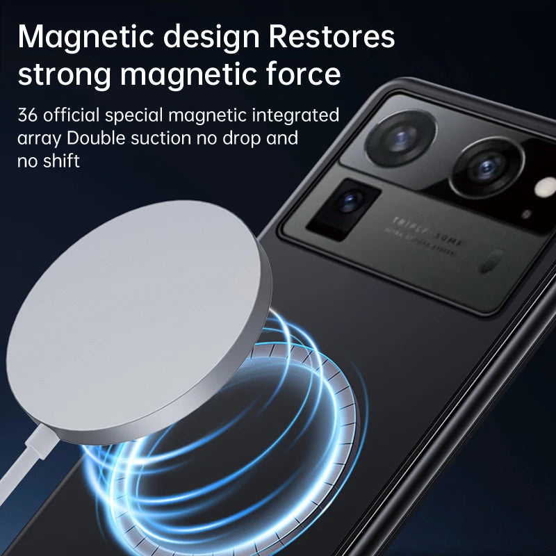 For Magsafe Ultra Thin Frameless Case For Tecno Phantom V Fold2 V Fold Frosted Wireless Charging Hard PC Shockproof Back Cover
