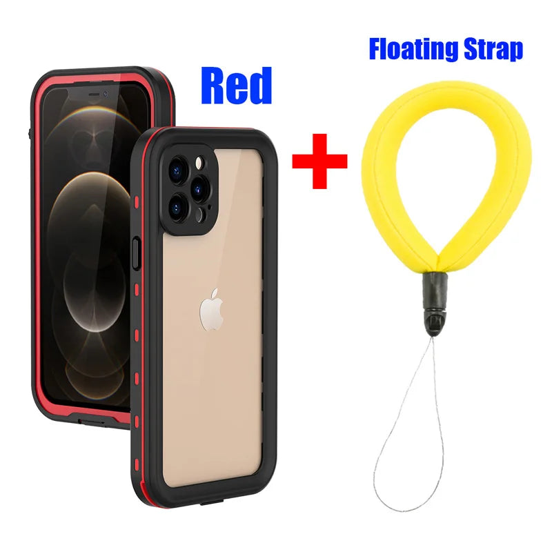 IP68 Waterproof For IPhone 16 15 14 13 12 11 Pro Max XS XR 7 8 Case RedPepper Clear Cover Diving Underwater Swim Outdoor Sports