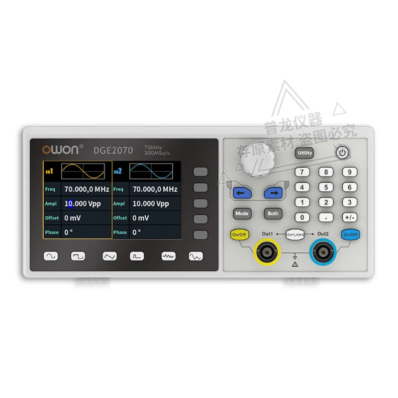 Owon 2-Ch function arbitrary waveform signal generator DGE2035/2070 30/70MHz 14bits, modulation, swept frequency, pulse, storage