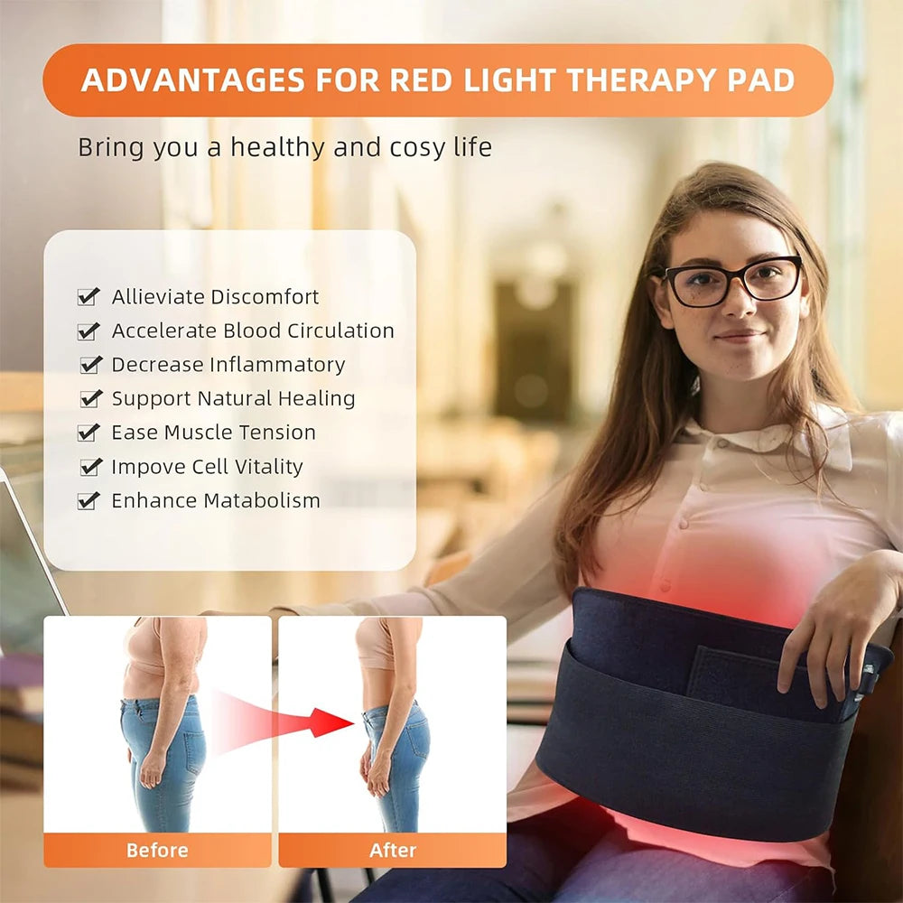 120 LED Red Light Belt 660nm&850nm Infrared Light Therapy Pad for Back Knee Hands Feet Relief Care Body Fatigue Deep Therapy