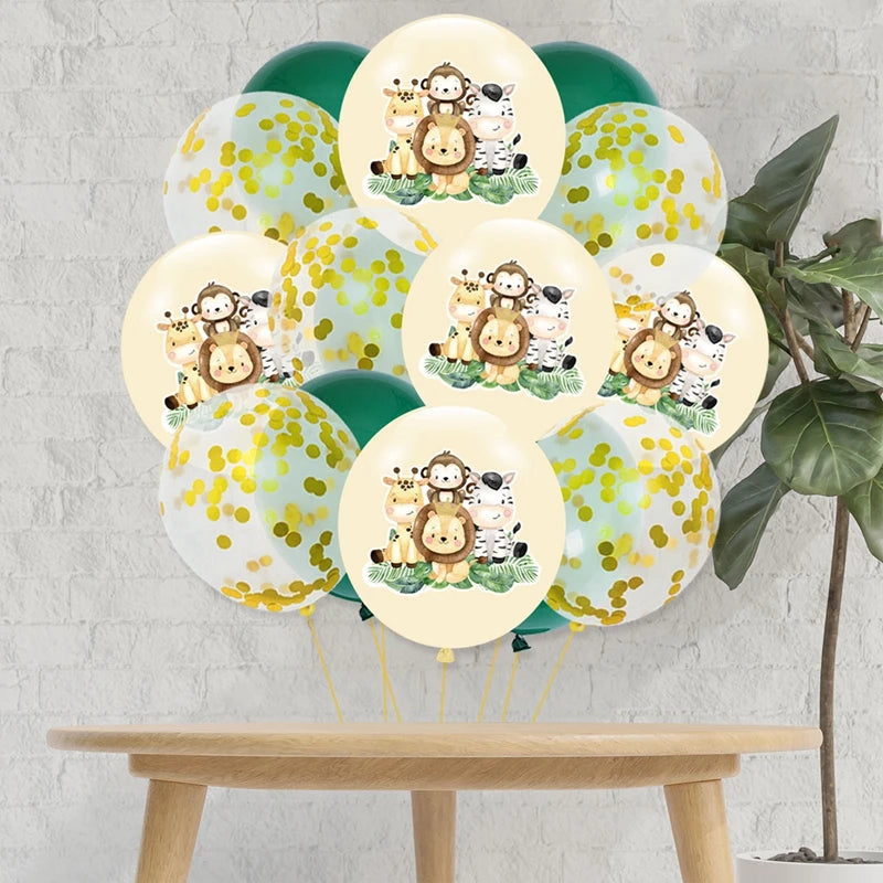 Jungle Animals Balloon Bundle Safari Birthday Balloon Party Decoration Wild One Birthday Latex Balloon Jungle Themed Baby Shower