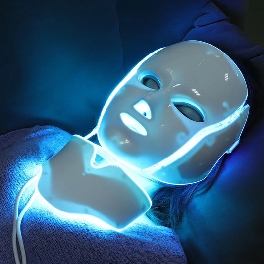 7 Colors LED Facial Mask with Neck LED Light Face Mask Skin Rejuvenation Anti Acne Beauty Device Face Lifting Firm Massager