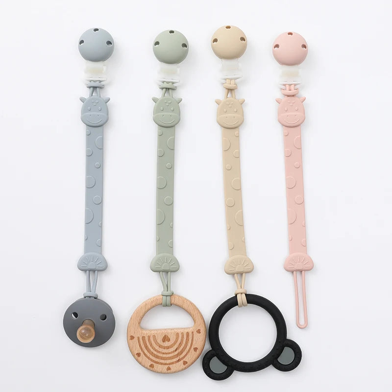 One-Piece Silicone Pacifier Clip Holder, Soft Flexible Pacifier Clips Binky Clips for Baby Boys and Girls,  Baby Accessories