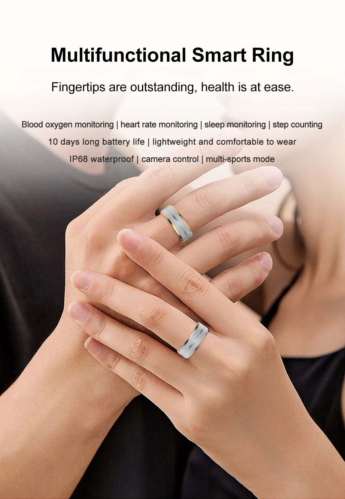 Smart Ring 2024 For Men Women Health Monitoring IP68 3ATM Waterproof Multi-sport Mode Smartring R06 Men For Xiaomi Andriod IOS