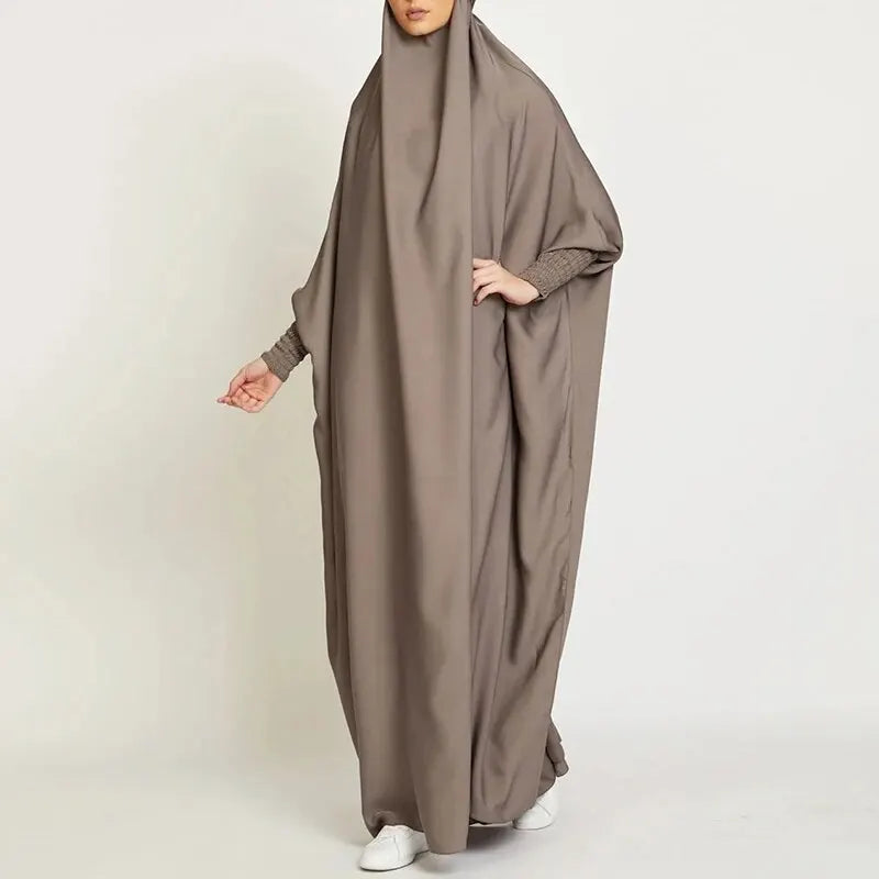 Dubai Turkey Big Hemline Solid Robe Dress