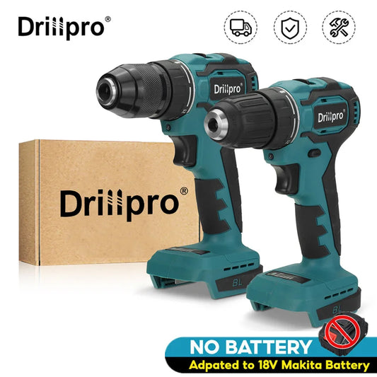 Drillpro 10/13mm Rechargeable Electric Screwdriver Cordless Drill Brushless Handheld Power Tool For Makita 18V Battery