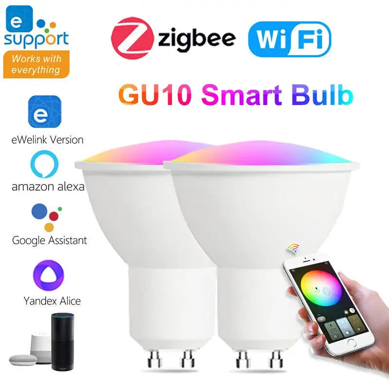 EWelink Smart Led Bulb Light GU10 Wifi/Zigbee Spotlight Lamps RGB CW WW APP Control Google Home Alice Yandex for Room Home Decor