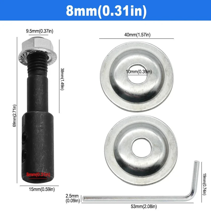 10mm Spindle Adapter for Grinding Polishing 5mm/6mm/8mm/10mm/12mm/14mm/16mm Shaft Motor Bench Grinder
