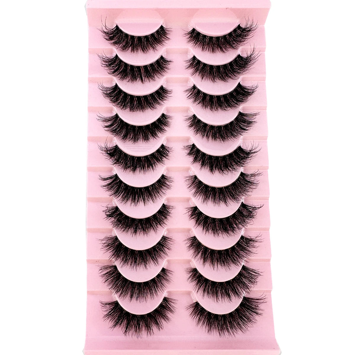 Fluffy False Eyelashes 10Pairs Natural Cat Eye Lashes Transparent stem Faux mink Lashes Thick Soft Curly Lashes