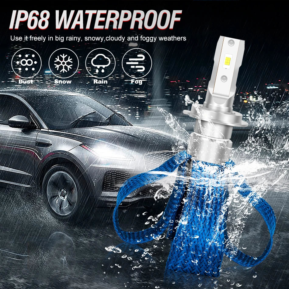 300W 30000LM H7 H4 H11 LED Car Headlight Bulbs H1 H8 H9 9005 HB3 9006 HB4 6500K White CSP Chip Fanless No Fan Bulb Copper Strip