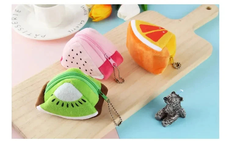 Cartoon Fruit Creative Plush Three-dimensional Coin Wallet Storage Bag School Bag Hanging Children's Holiday Gifts Cartoon Fruit