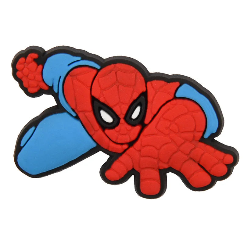 MINISO 16pcs OK Spiderman Shoe Charms for Clogs Bubble Slides Sandals PVC Shoe Decorations Accessories for Christmas Gift